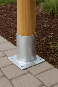 ground plate for round post in use