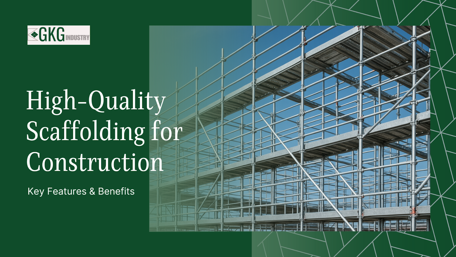 High-quality scaffolding systems for construction site — durable galvanized steel platforms and couplers ensuring safety, strength, and stability by leading scaffolding manufacturer GKG Industry